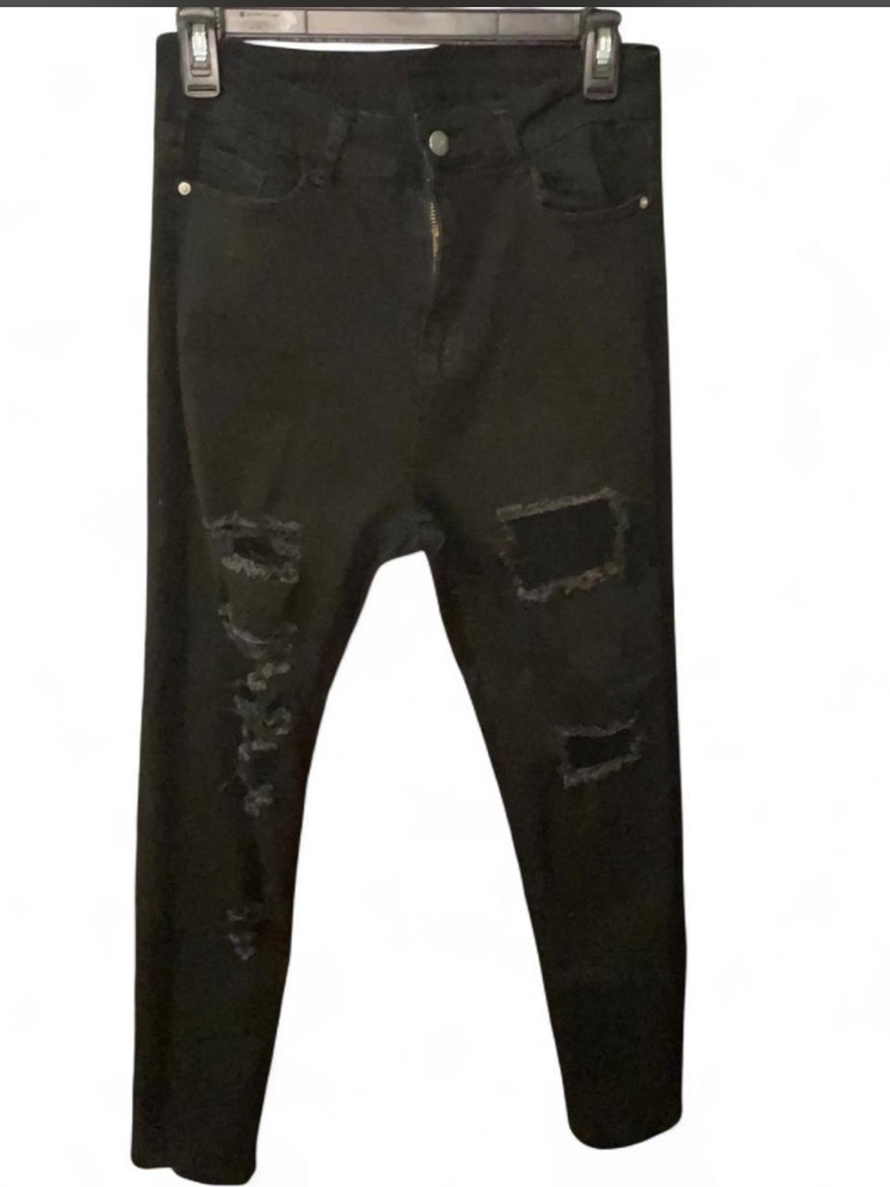 SHEIN Black Skinny Distressed Jeans